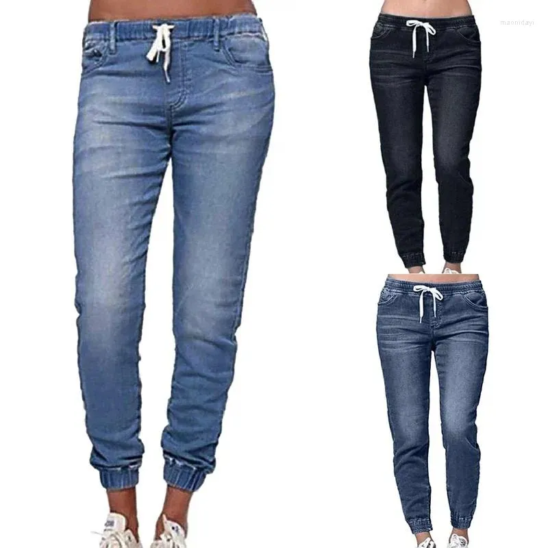 Damesjeanswind 24 Zomer Casual Drawtring Losse hoge taille Wide been broek Slim Cool Soft