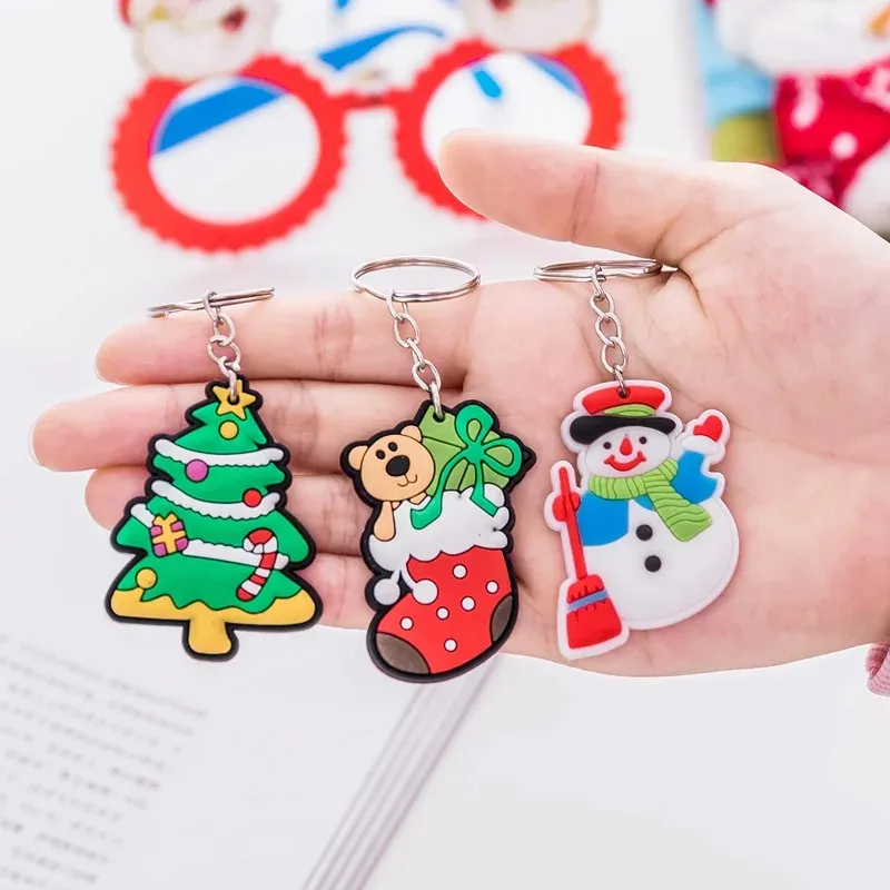 Christmas Keychain Charms Santa Claus Christmas Tree Elk Snowman Key Chain Pendant Christmas Decoration Gift Wholesale