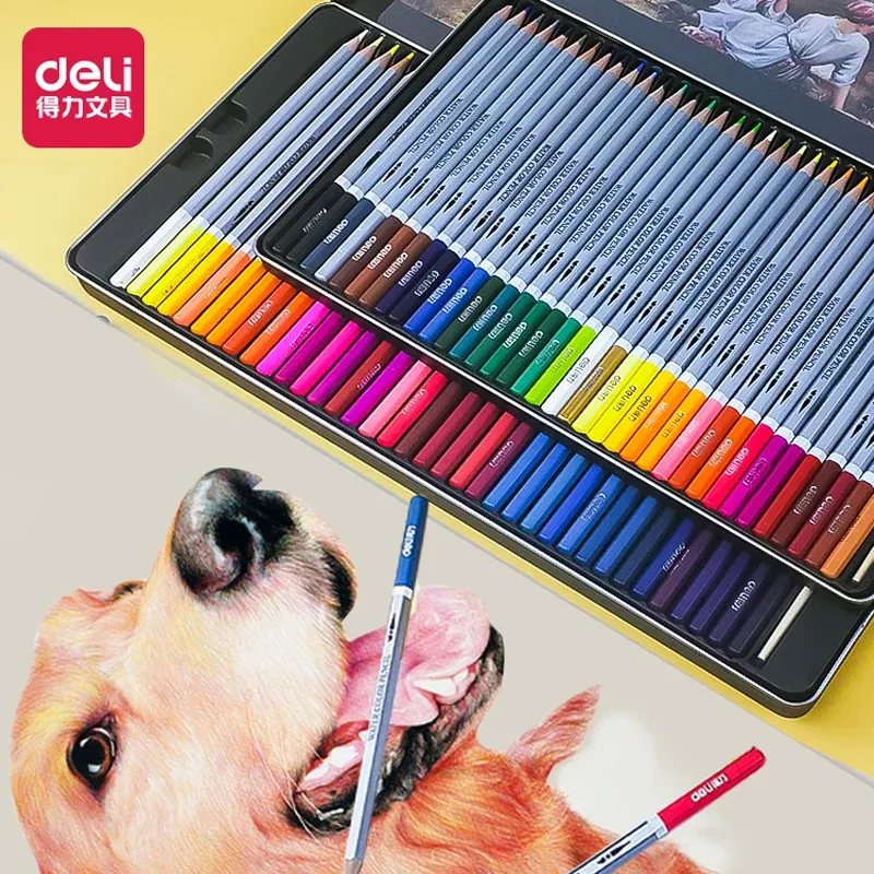 Crayons deli watersoluble couleur crayon tin box set 24/36/48/72 couleur étudiant professionnel sketch crayon dessin