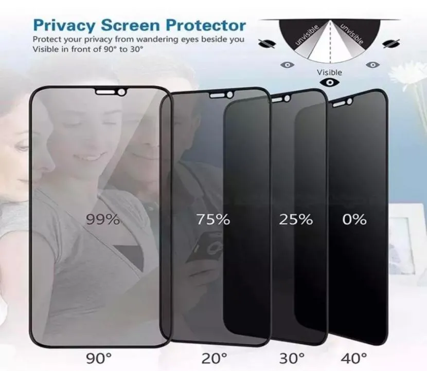 Protecteur d'écran anti-espion en verre de confidentialité pour iPhone 13 12 11 Pro Max X XS XR 6 6S 7 8 Plus SE verre trempé avec boîte de vente au détail 9348184