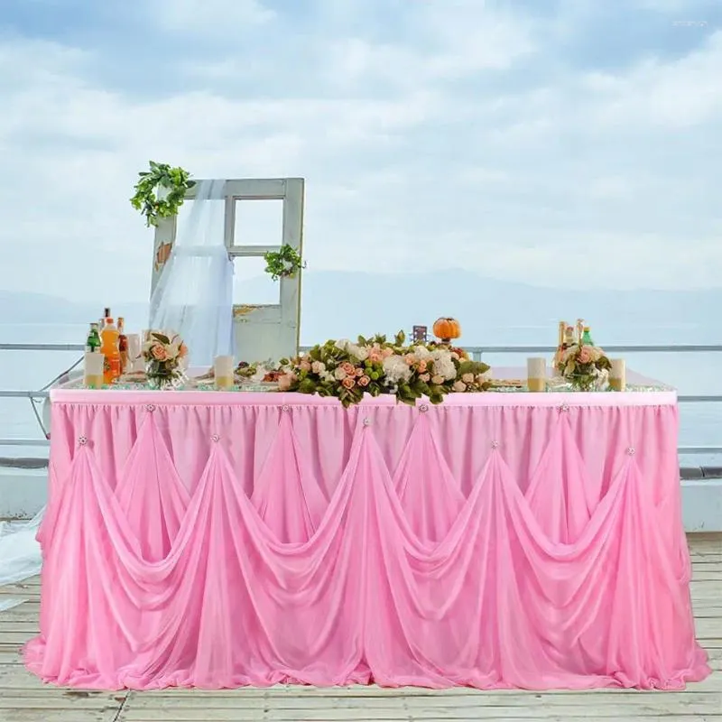 Tafel rok 6/9ft roze tier tutu decoratie plinten voor bruiloft baby shower verjaardagsfeestje