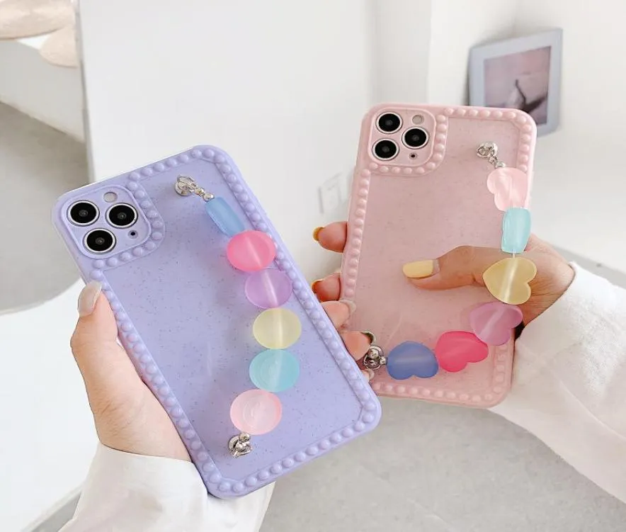 Fresh Korea cases Cute Candy Color Love heart Bracelet Phone cases for iphone 14 13 12 mini X XR XS 11pro MAX 7 8 plus back soft c2222948