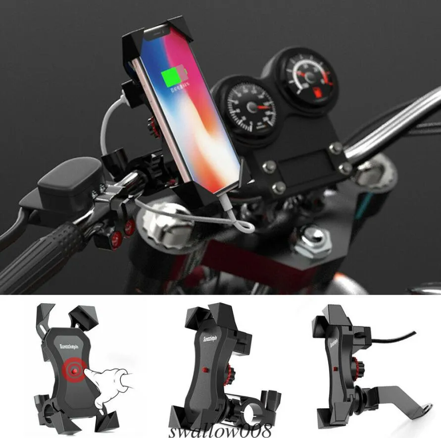 360° Bicycle Motorcycle Bike Phone Mount Holder USB Charger For Cell Phone GPS Universal Adjustable Bracket Accessories8594740