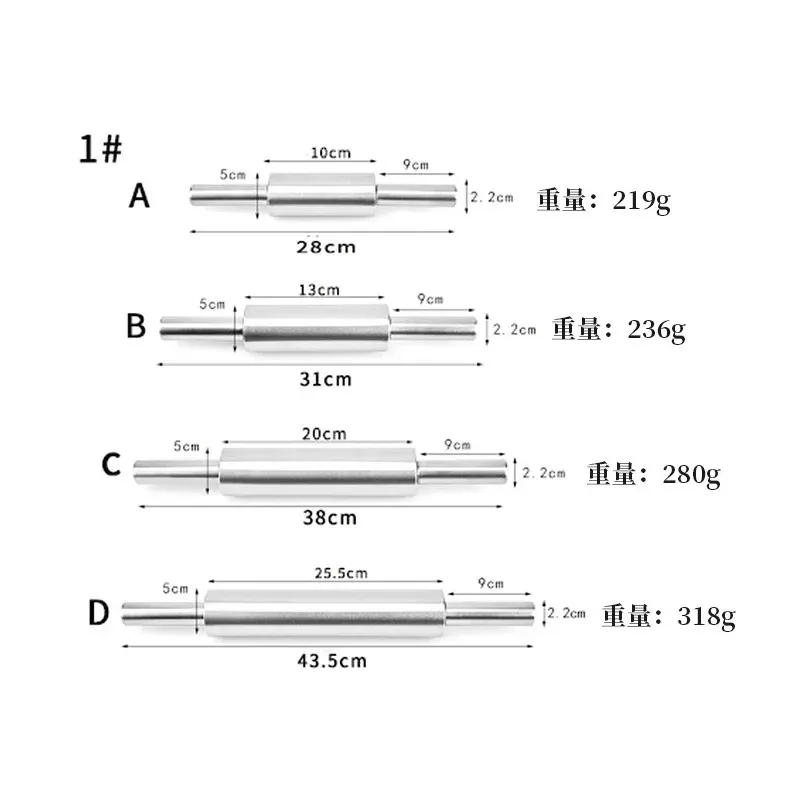 스테인리스 스틸 퐁당 롤링 핀 핀 스틱 피자 국수 쿠키 케이크 롤러 주방 롤러 쉬운 반죽 롤링 도구 비 스틱 반죽 롤러