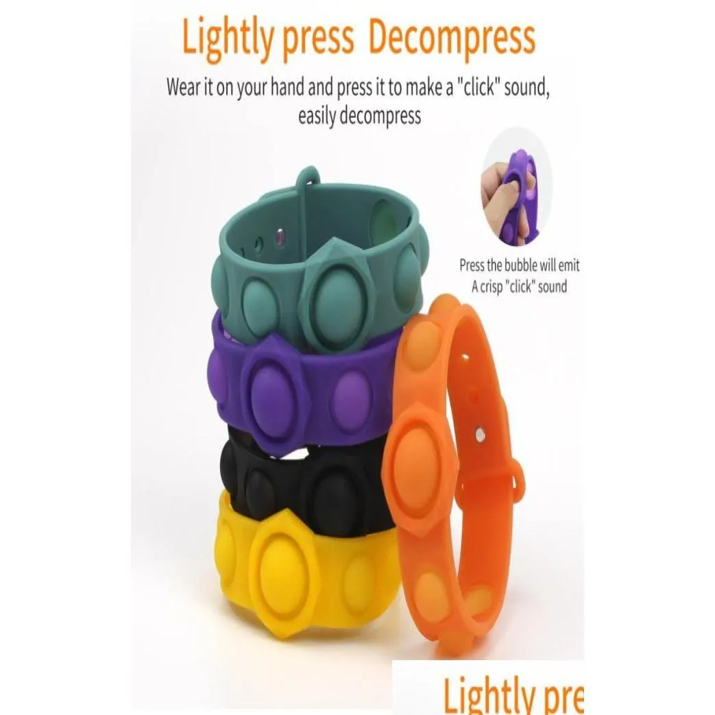 Dekompression Spielzeug 2021 Fun Reliever bei der Arbeit Dekompress Taste Ring Puzzle Press Fingerblasenband Sile Armband2151951 Drop Lieferung Dhoui