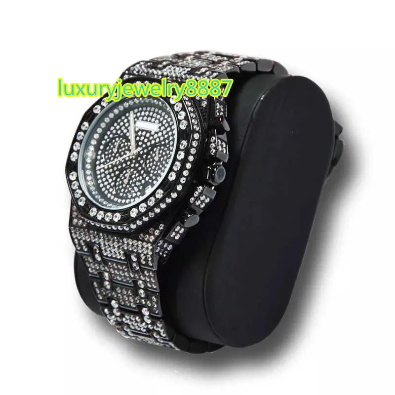 Hip Hop Iced Out Watch Moissanite Diamond Wholesale Luxury Watch Jóias Homens Mulheres Relógios de Quartz Mulheres