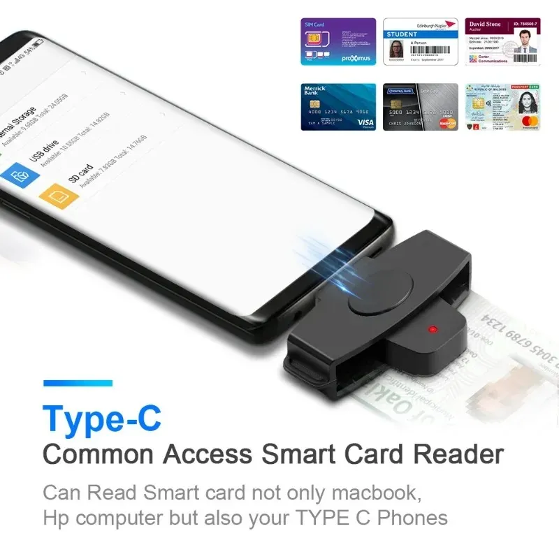 2024 USB 2.0 Smart Card Reader Micro SD/TF Memoria ID banca EMV Electronic DNI DNI Citizen Sim Cloner Connector Adapter Connector