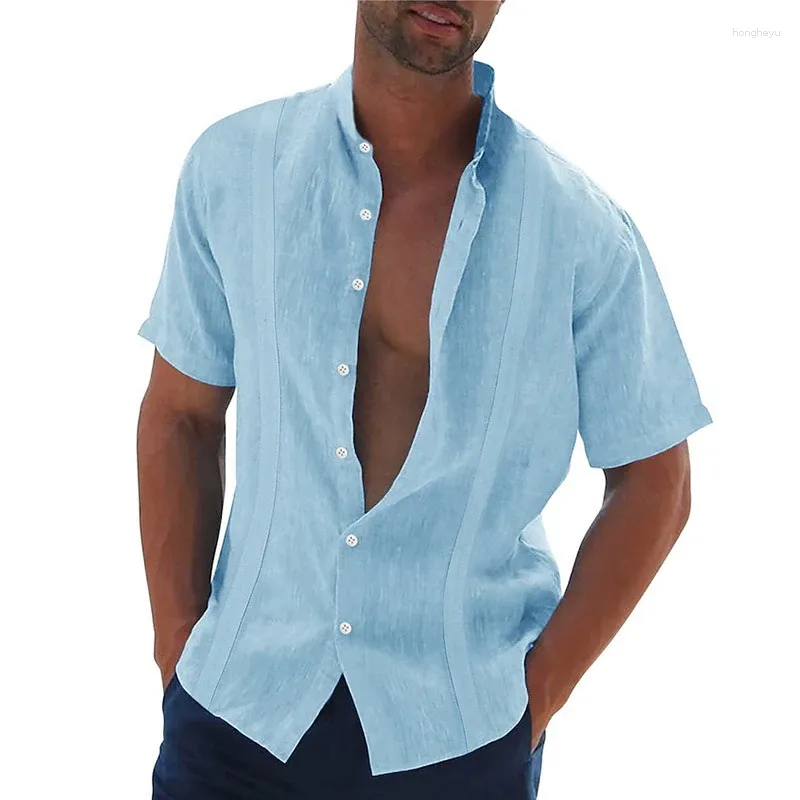 Chemises décontractées pour hommes Top boutonné de printemps mâle Collier de support de carte
