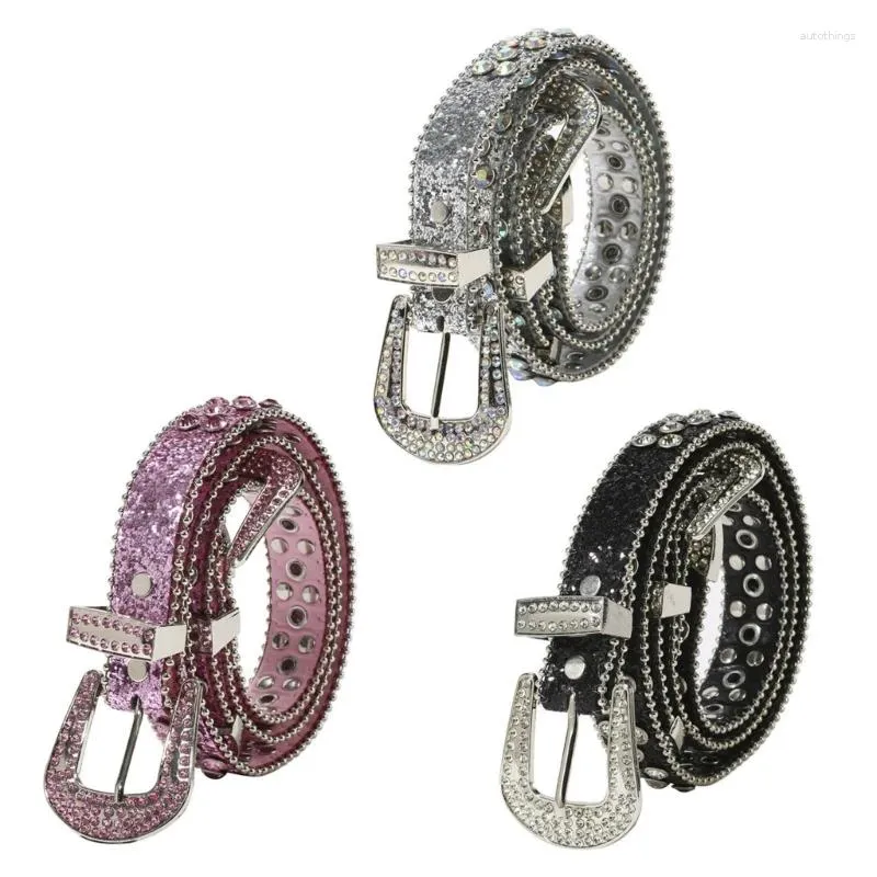 Ceintures de ceinture britannique en strass punk ceinture cloutée pour les filles