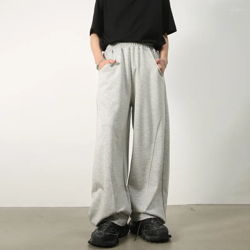 Herenbroek Houzhou baggy jabbers heren wide been casual oversized grijze broek mannelijk losse Koreaans streetwear patchwork