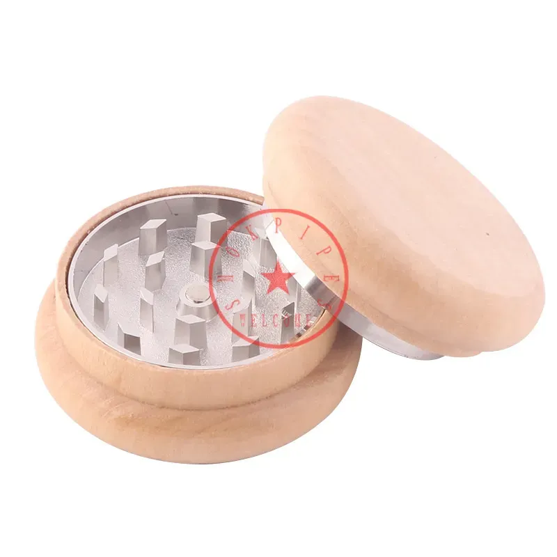 Portable Innovative Design Wood Material Zinc Alloy 55MM Herb Tobacco Smoking Grind Spice Miller Grinder Crusher Grinding Chopped Hot Cake