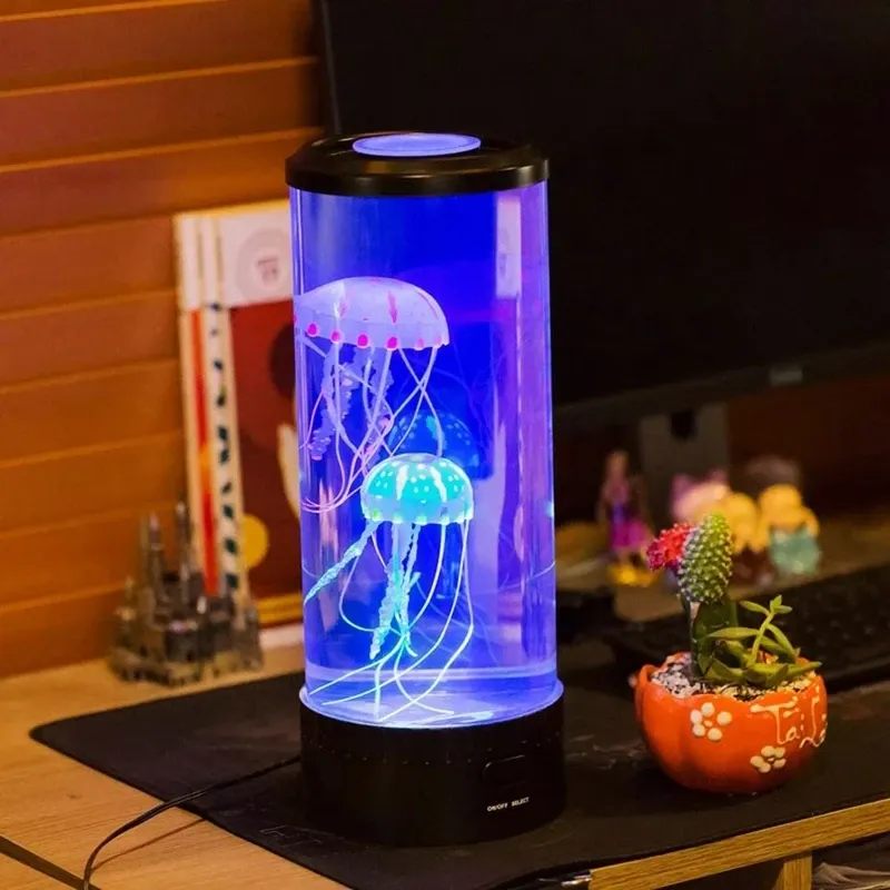 Control M2EC LED Jellyfish Lamp Aquarium LED Lamp with Color Changing Light Effects Mini Desktop Night Light Home Decor for Room Moods