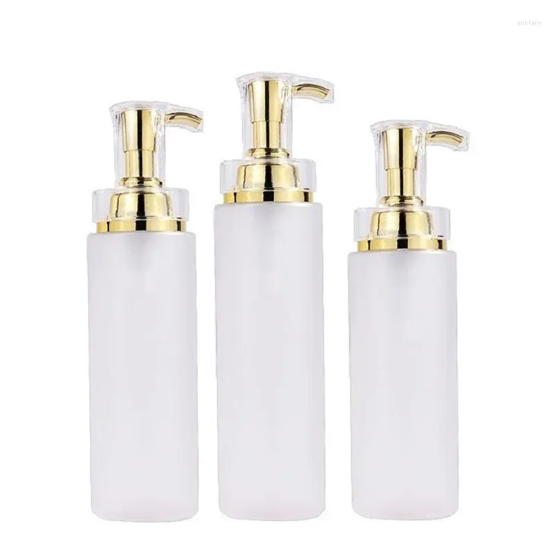 Storage Bottles 10pcs Shower Gel Refillable Bottle Gold Pump Empty Frost Plastic Bady Scrub Lotion 100ml 120ml150ml 200ml 300ml 500ml