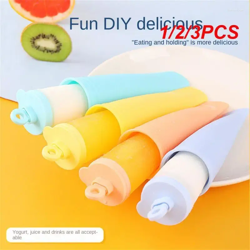 Pişirme Kalıpları 1/2/3pcs Yaz Popsicle Maker Mutfak Mutfak Renkli Gıda Dereceli Silikon Dondurma Kalıp Childern Aracı