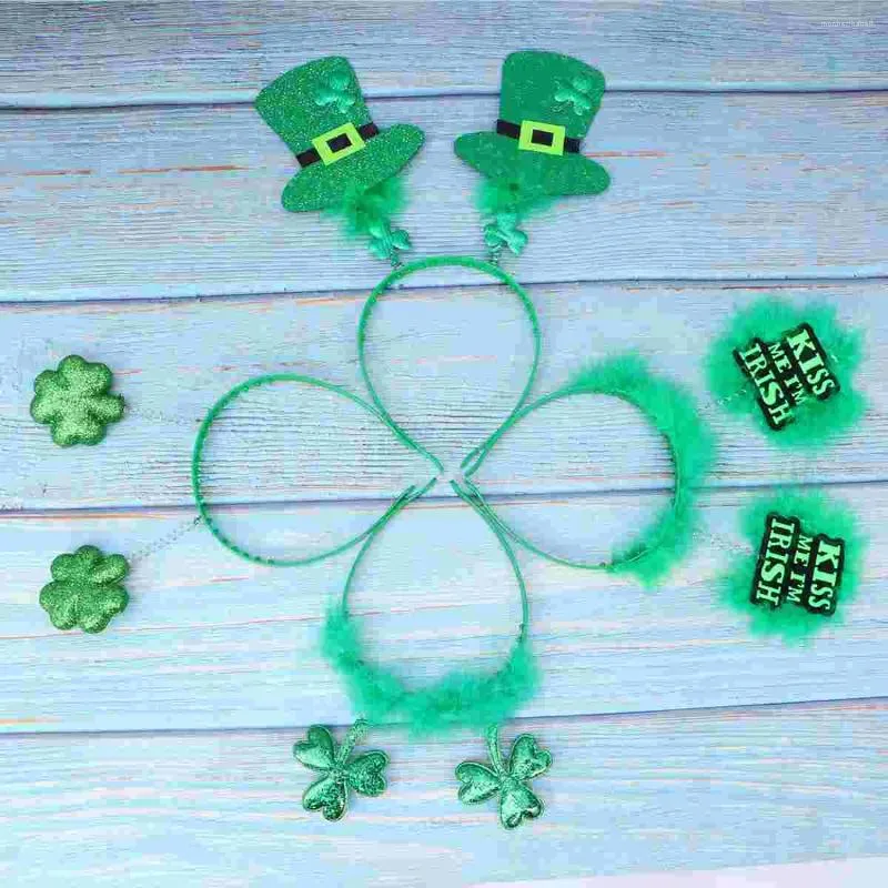 Bandanas 4pcs St Patrick Day Hat para a cabeça Glitter Shamrock Bopper Capacete de capacete para acessórios de festa Random