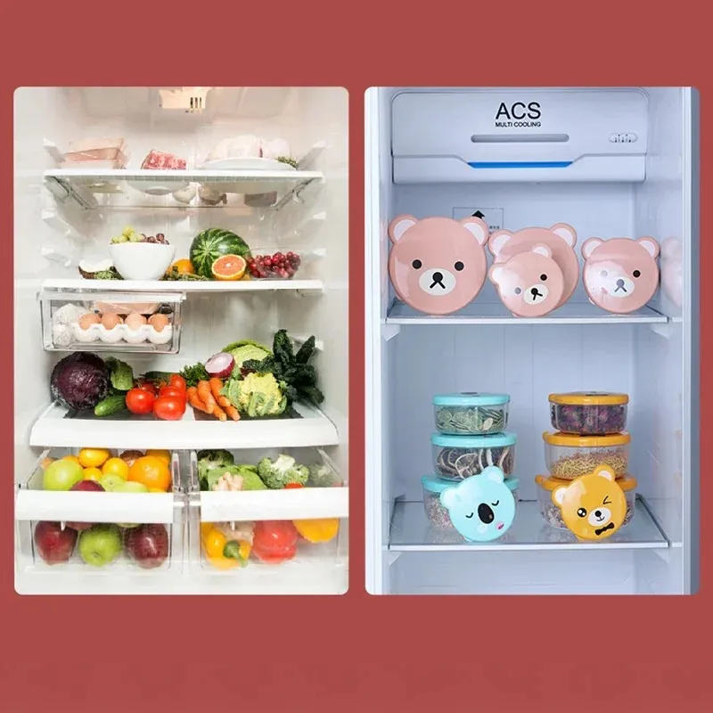 新しい子供プラスチック漫画かわいい箱箱日本の屋外食品収納コンテナ子供学生電子レンジボックスの調理器具