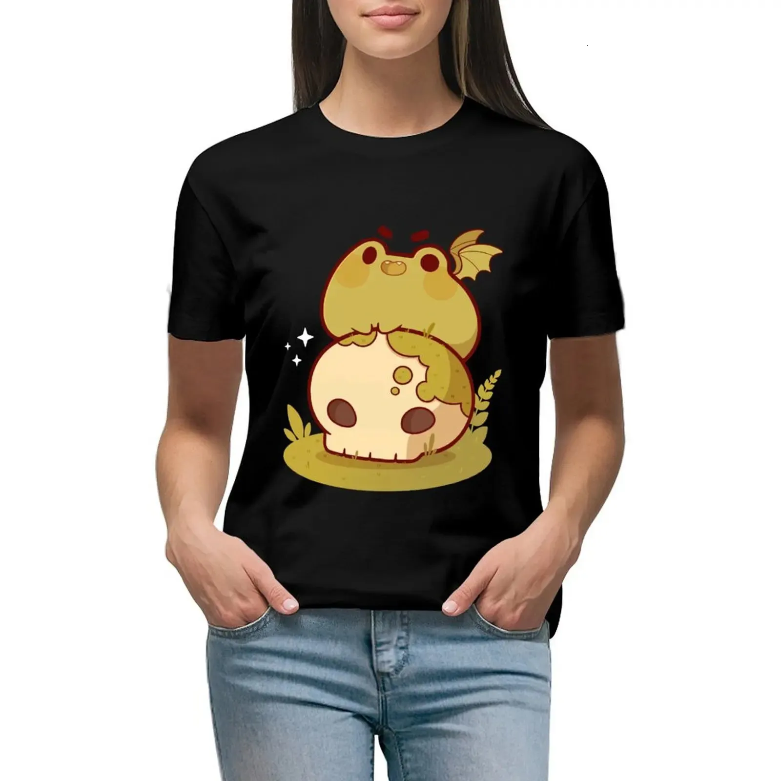 Un tshirt de dragon de grenouille féroce vêtements esthétique vêtements de lady femme mignonne femme 240403