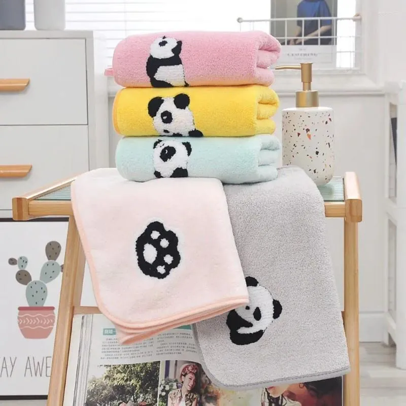 Carton de serviette Panda broderie corail velours extra mous épaissie douce douche sans peluche