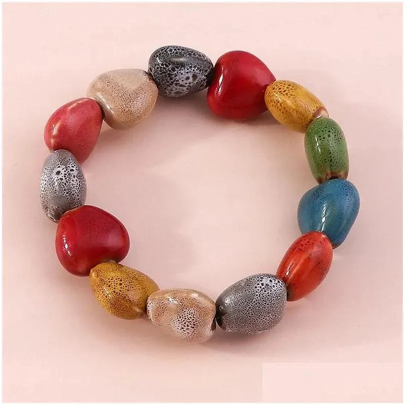 Шарм браслеты мода Colorf Natural Stone Beads Bearss Bangles for Women Женщины для девочек подарки на день рождения подарки подарки Drop Drow Dhpaz