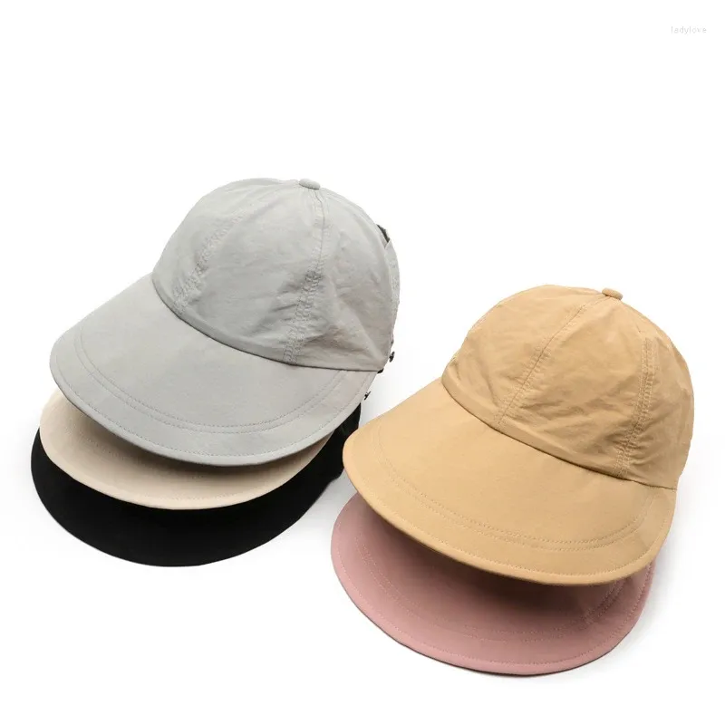 Bérets chapeau pour femmes au printemps et en été, couleur unie, grand bord pliable, bec de canard pour hommes, cyclisme en plein air, Protection solaire