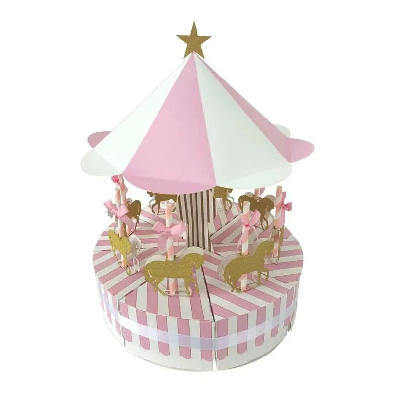 1 ensemble boîte à bonbons carrousel pour décoration d'anniversaire fête faveurs de mariage présent coffret cadeau boîte-cadeau emballage boîte-cadeau