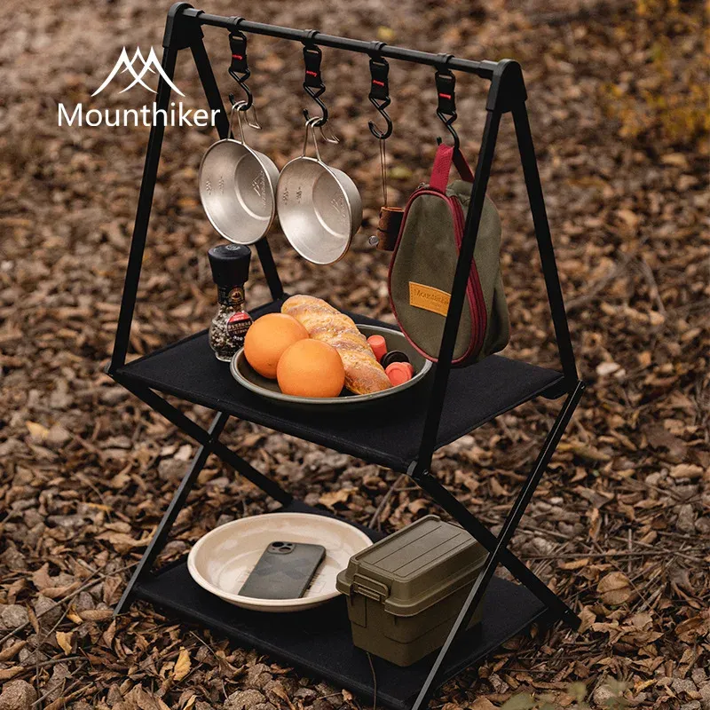 Meubels mountainhiker outdoor draagbare vouwplank 3 lagen tafel reizen opslagrek aluminium legering tafeld camping picknick bbq rack