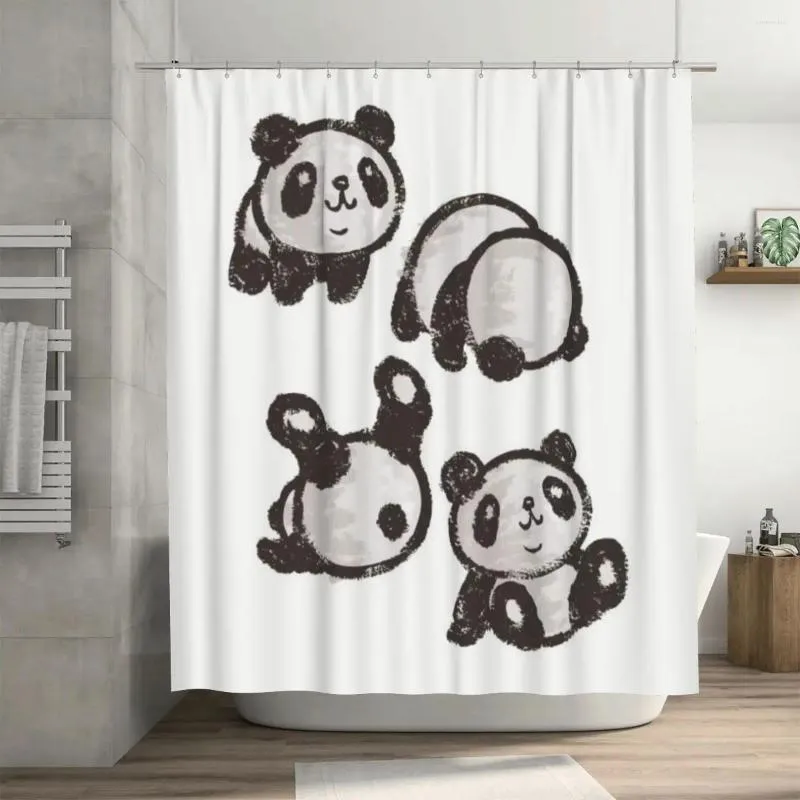 Duschgardiner rullande panda gardin 72x72in med krokar personligt mönster integritetsskydd