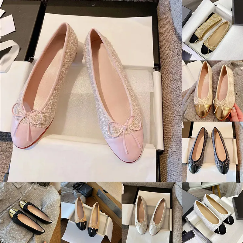 Luxury Fashion Chanells Designer Loafers Women Dress Shoes Pink White Black Beige Lady Low Heels Slippers Soft Leather Ladies Paris Brand ballerina Wedding Shoe