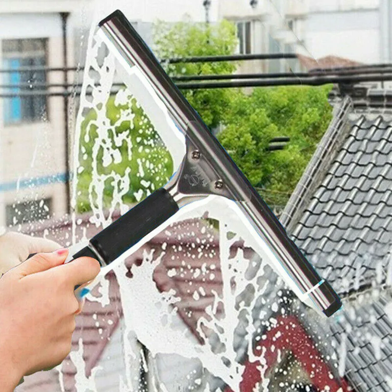 Stainless Steel Squeegee - Multi-Purpose Window & Shower Squeegee With Hook