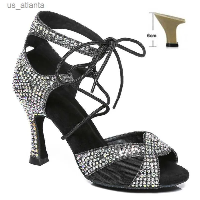 Klänningskor DKZSYIM Pearl Rhinestone Latin Dance Women Ballroom Professional Dancing Soft Sules Party/Weeding High Heels H240403H3EG