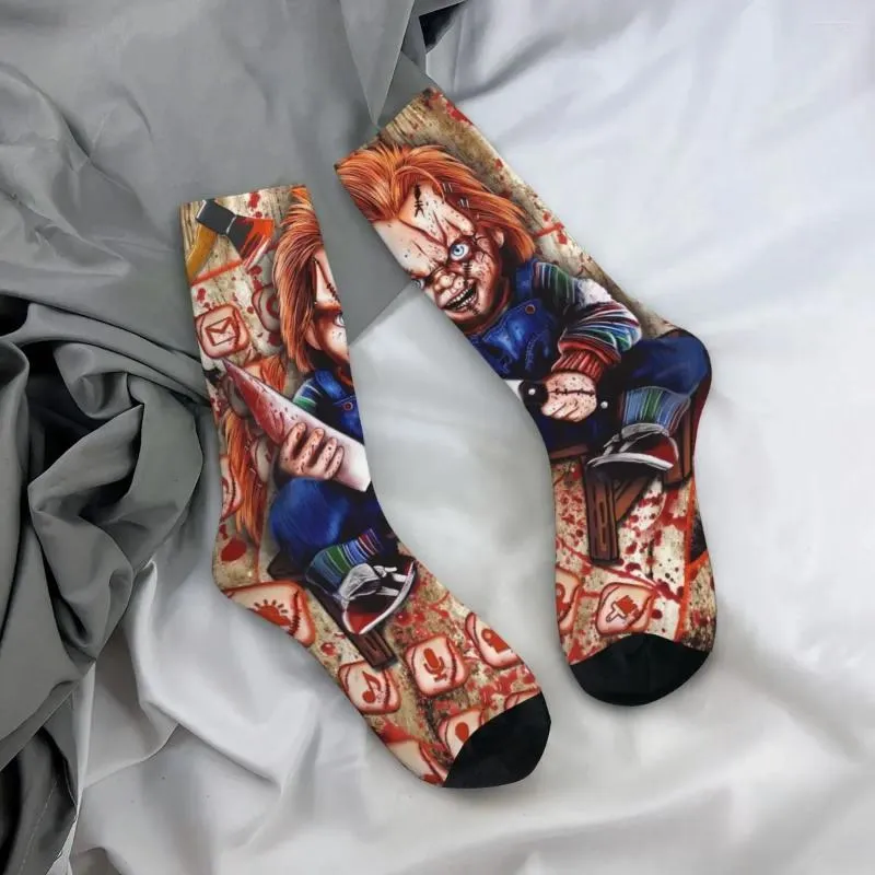 Skarpetki męskie jesienne zima fajne unisex chucky childs graj horror halloweenowy koszykówkę