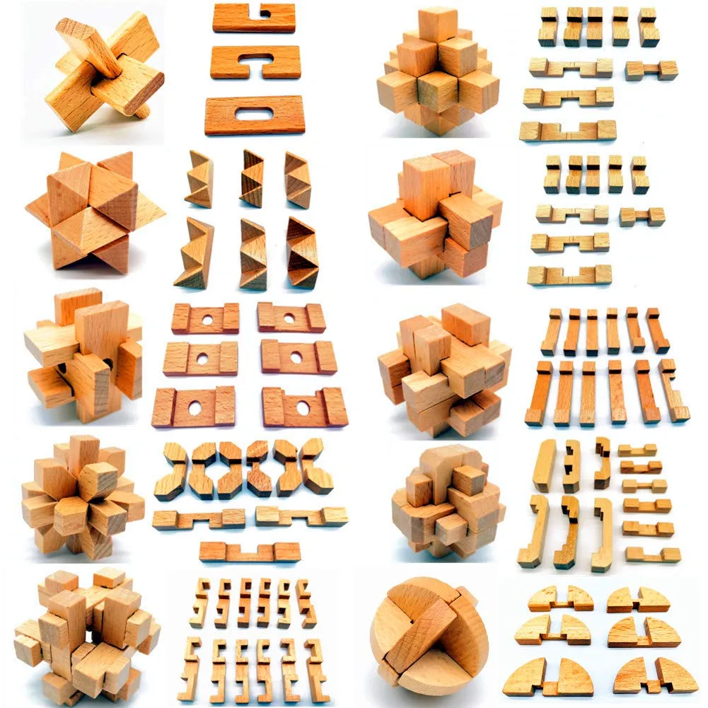 Wooden Kong Ming Lock Lu Ban Lock IQ Brain Teaser Educational Toy For ...