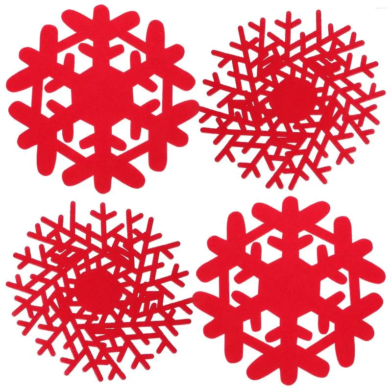Kussen 4 pc's huishouden kerst onderzetters pothouder sneeuwvlok vilt doek decoratieve placemat