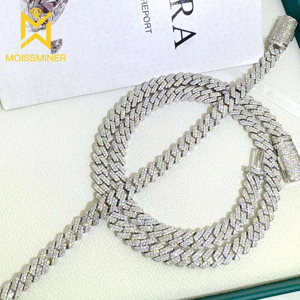 8mm VVS Moissanite Cuban Chain Halsband för män Kvinnor Sier Iced Out Halsband Pass Diamonds Tester med GRA -fri frakt