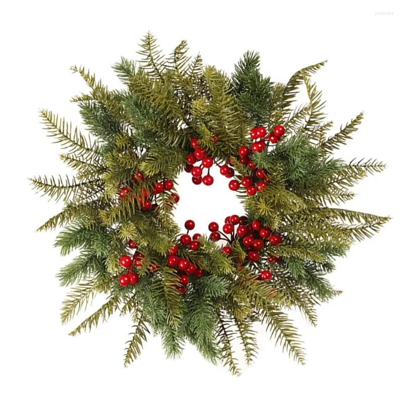 Decorative Flowers Christmas Wreath Hanging Decor Door Garland Faux Flower Artificial Berry Pendant Decorate Fake