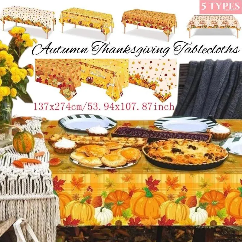 Table Cloth Autumn Pumpkin Pattern Tablecloth Rectangular Home Decor Thanksgiving Day Suitable For Party Outdoor