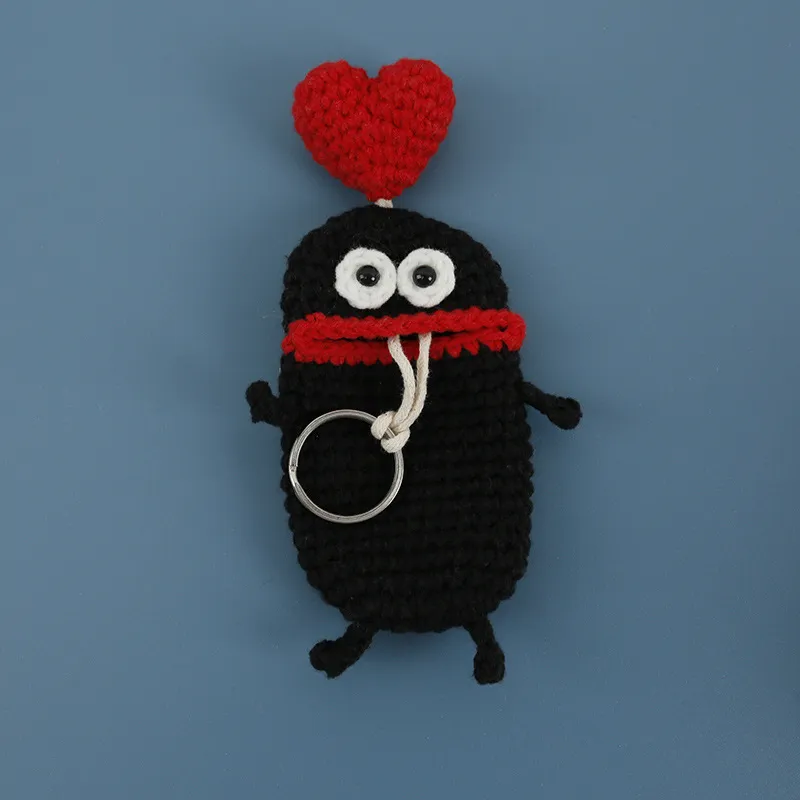 Knitting Funny Doll Keychain Crochet Sausage Mouth Storage Bag