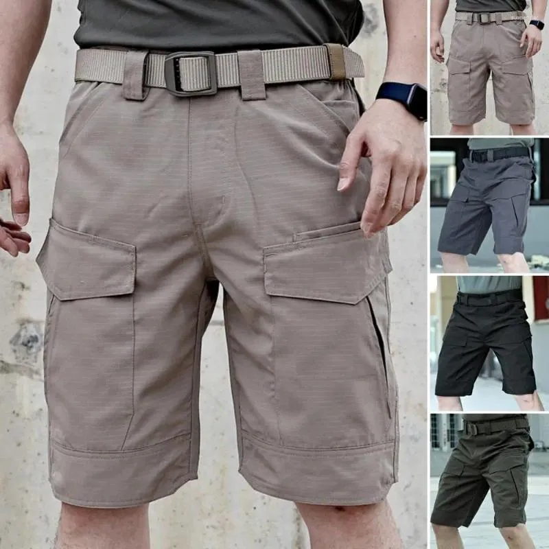 Shorts maschile cargo estivo atletico multi-tasca con in vita elastico a più tasche in tessuto resistente all'usura per all'aperto