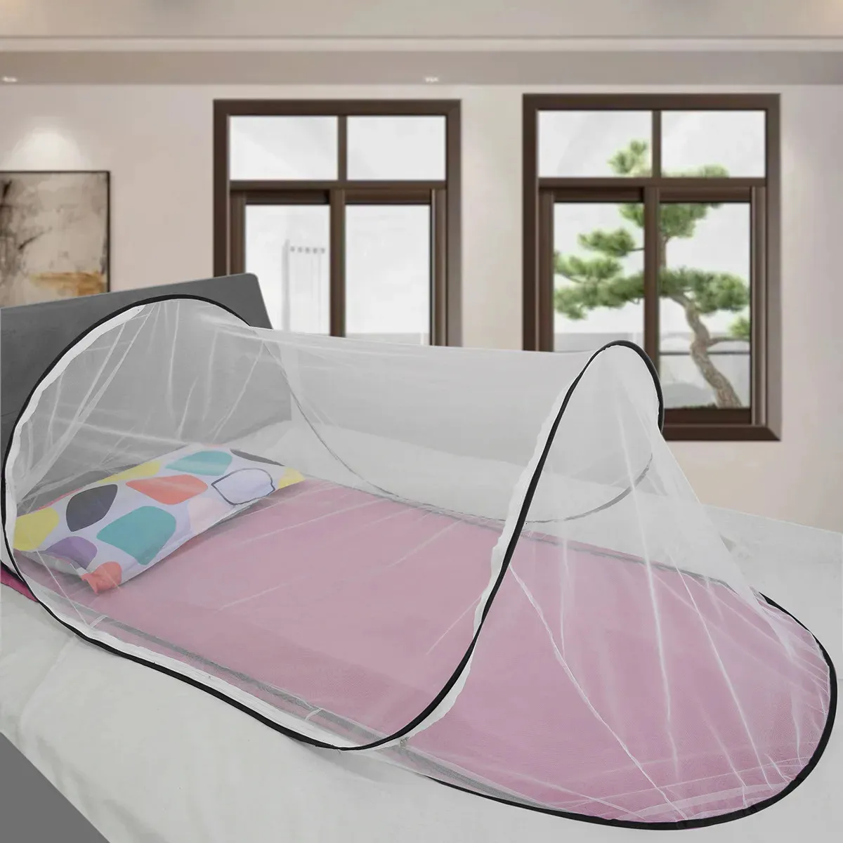 Single dormitory camping mosquito net installation free foldable and portable with encrypted mesh and adjustable mosquito net 240320