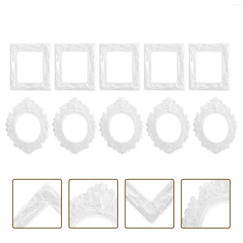 Çerçeveler 10 PCS DIY PO Çerçeve Takı Dekor Dekor Küçük Silikon Kalıplar Ekran Stand Retro Reçine Resim Süsleme Ülke