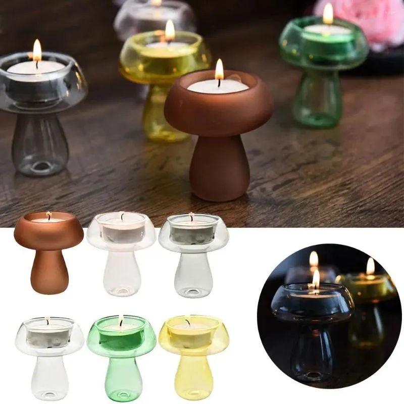 Candle Holders Roman Birthday Decoration Christmas Wedding Ornaments Glass Mushroom Shape Candlestick Table Decor