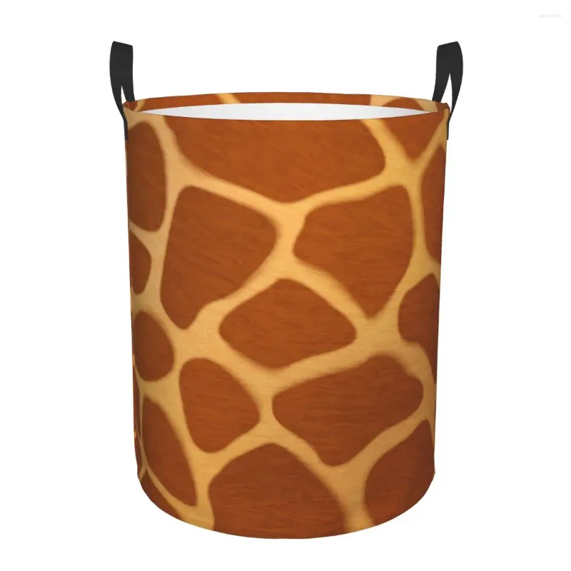 Laundry Bags Waterproof Storage Bag Giraffe Fur Skin Hide Texture Household Dirty Basket Folding Bucket Clothes Organizer