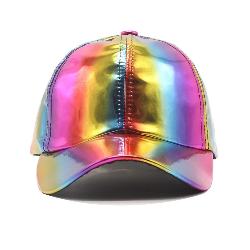 Rainbow PU Hip Hop Hat for Halloween and Cosplay, Best Birthday