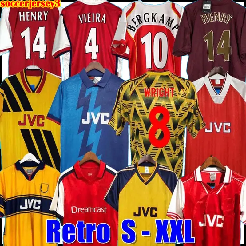 Retro Soccer Jerseys Highbury Home Shirt Pires Henry Reyes 02 03 05 06 98 99 Bergkamp 94 95 Adams Persie 96 97 Galla 86 87 89 Wright 33