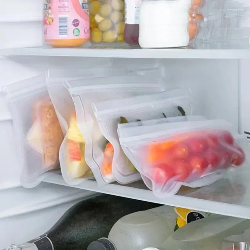 Storage Bags Reusable Silicone Food Freezer Bag Leakproof Container Fruit Veggie Snack Silicon Contain For