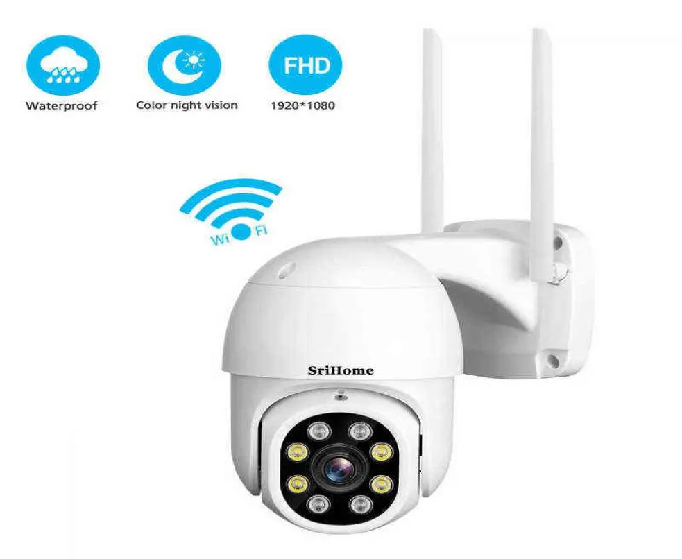 QZT PTZ IP -камера Wi -Fi Outdoor 360 ° Night Vision CCTV камера видео наблюдение Водонепроницаемое камера домашней безопасности Srihome На открытом воздухе AA5373713