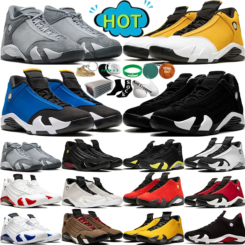 Con caja 14 14s Hombres Zapatos de baloncesto Flint Gris Negro Blanco Bred Laney Light Ginger Gym Red Reverse Diseñador para hombre Entrenadores para mujer Deportes al aire libre Zapatillas de deporte Mujer Tenis