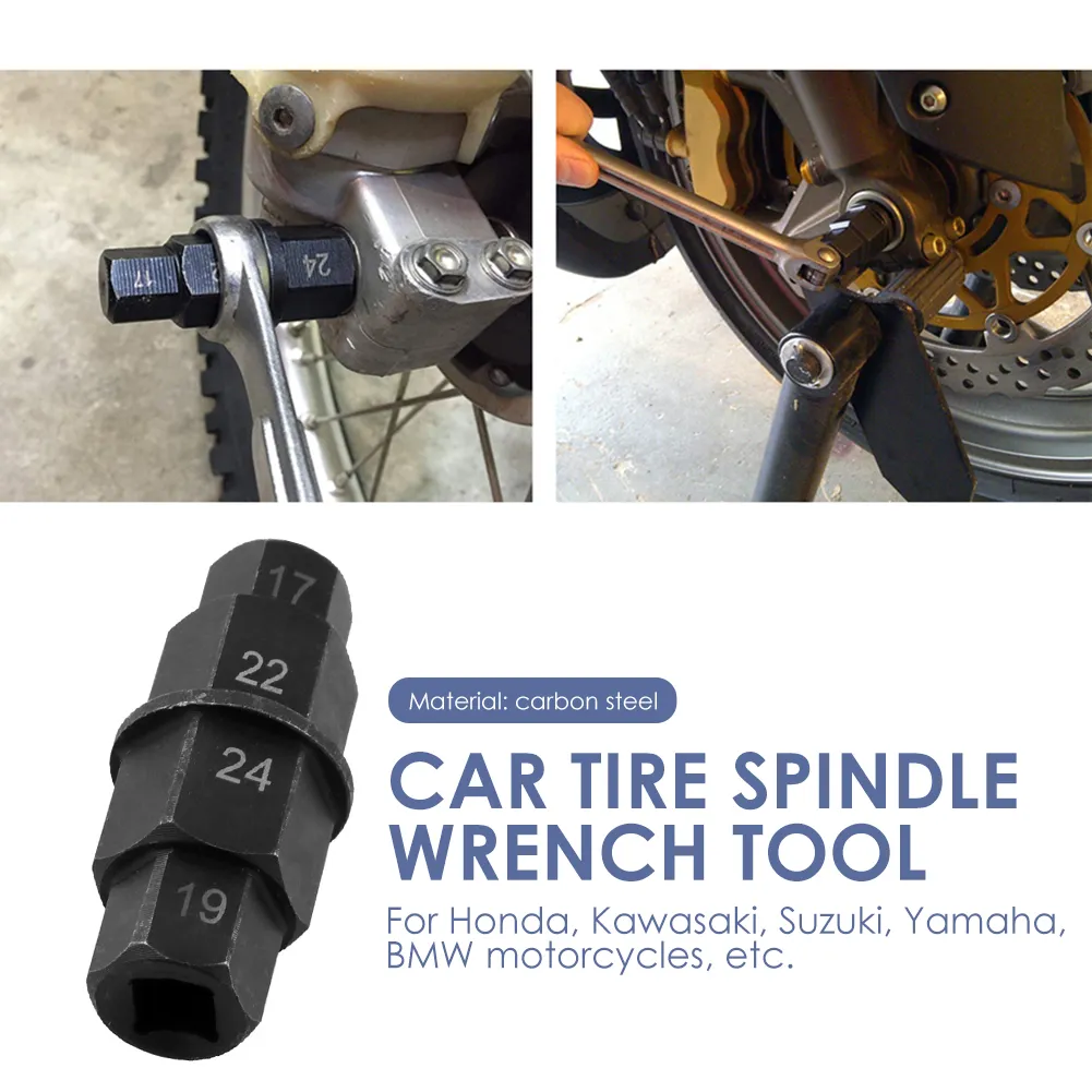 Motorcycle Spindle Driver Tool - 17, 19, 22, 24mm Hex Allen Axle Tool For Front/Rear Wheel Removal
