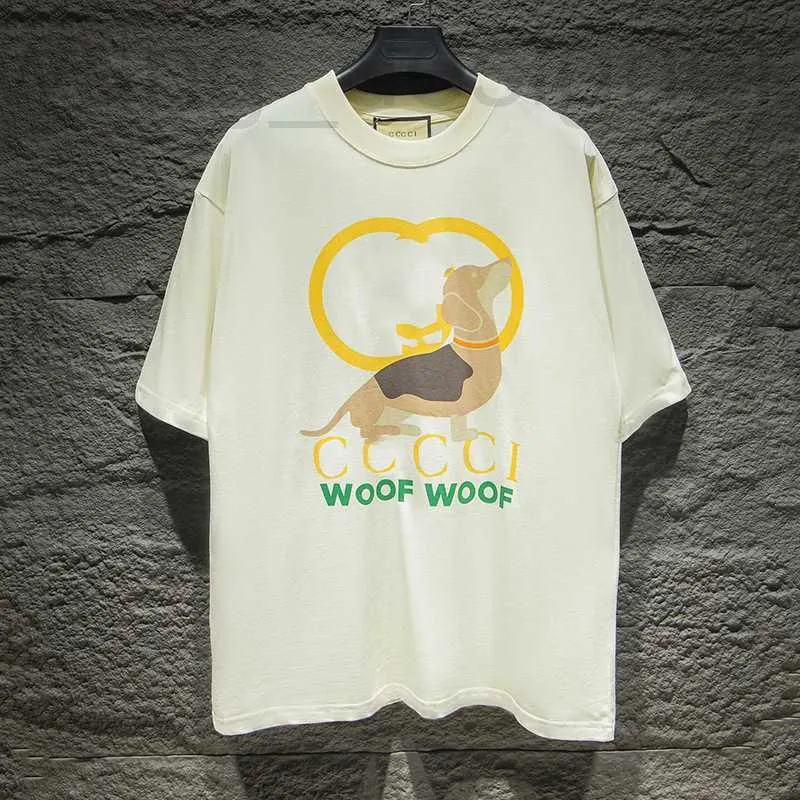 Women's T-Shirt Designer Luxury Fashion Brand, Classic Interlocking Puppy Spray Printed Short Sleeved T-Shirt, Summer Slant och Casual High Version Q0W7