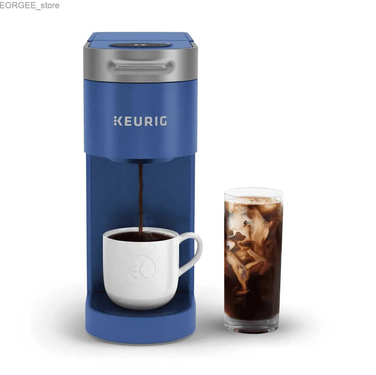 Les cafetières K-Slim + Iced Single Service Coffee Machine bleu.Nouveau aux États-Unis Y240403